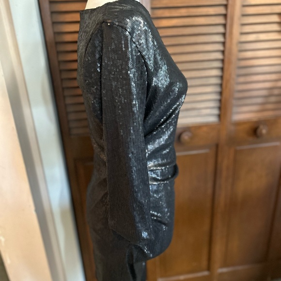 Parker Black Sequined Cocktail Dress - Picture 3 of 10